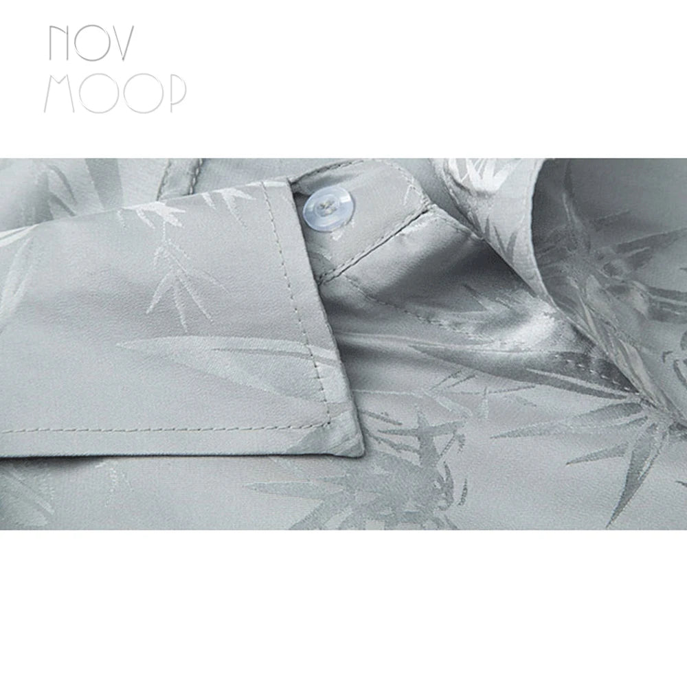 Navy red grey men 100% silk business shirts short sleeve bamboo jacquard shirt chemise homm camiseta masculina LT1447 FREE SHIP