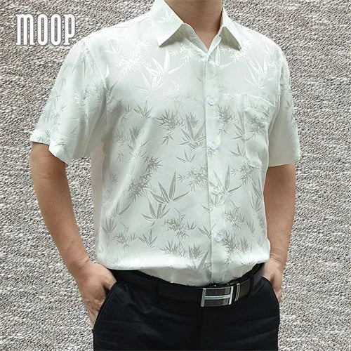 Navy red grey men 100% silk business shirts short sleeve bamboo jacquard shirt chemise homm camiseta masculina LT1447 FREE SHIP