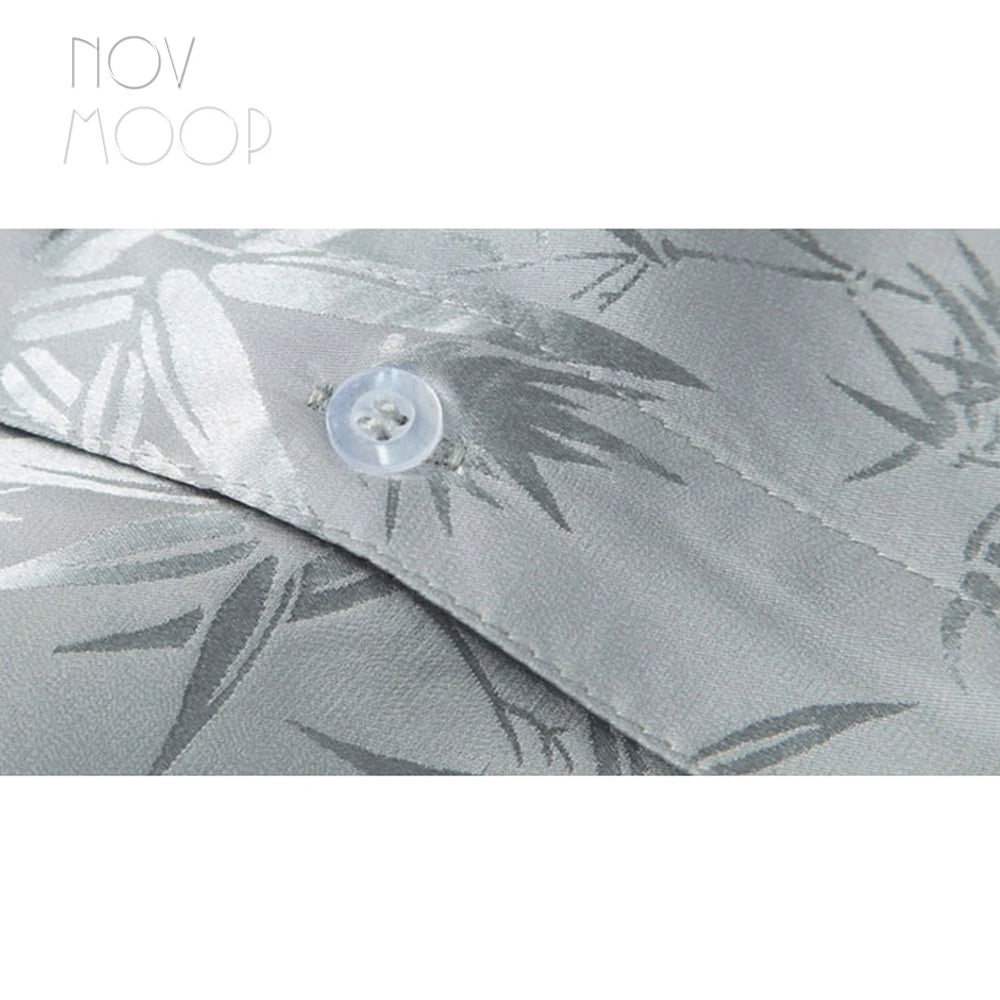 Navy red grey men 100% silk business shirts short sleeve bamboo jacquard shirt chemise homm camiseta masculina LT1447 FREE SHIP