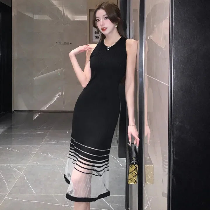 Dresses for Women Black SMidi Woman Dress Party Evening Night Club Prom Casual Youth G Fashion Summer 2024 Retro Sensual Sexy X