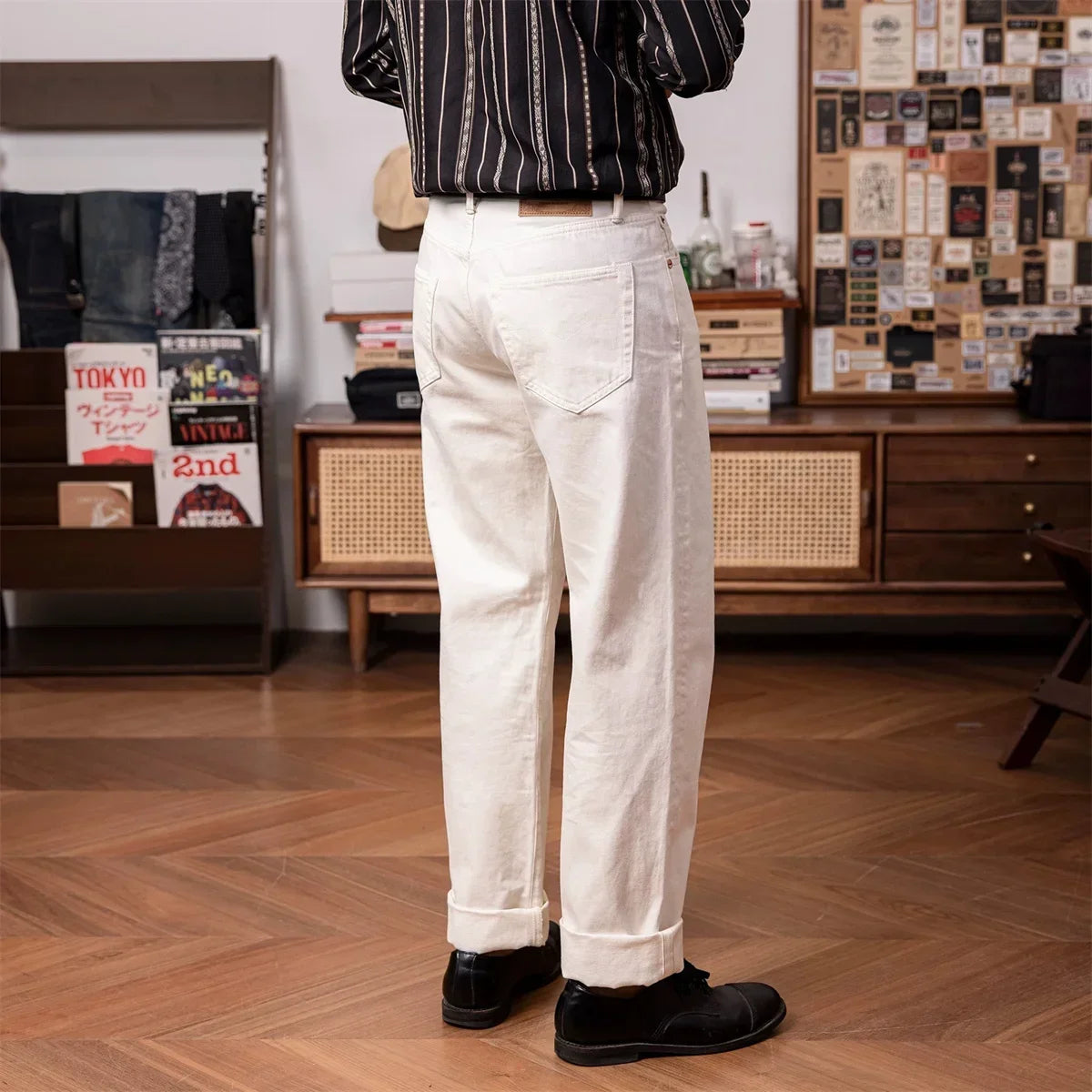 Red Tornado 55501 White Relaxed Straight Men's Jeans Rugged Style 14oz Selvedge Denim Pants