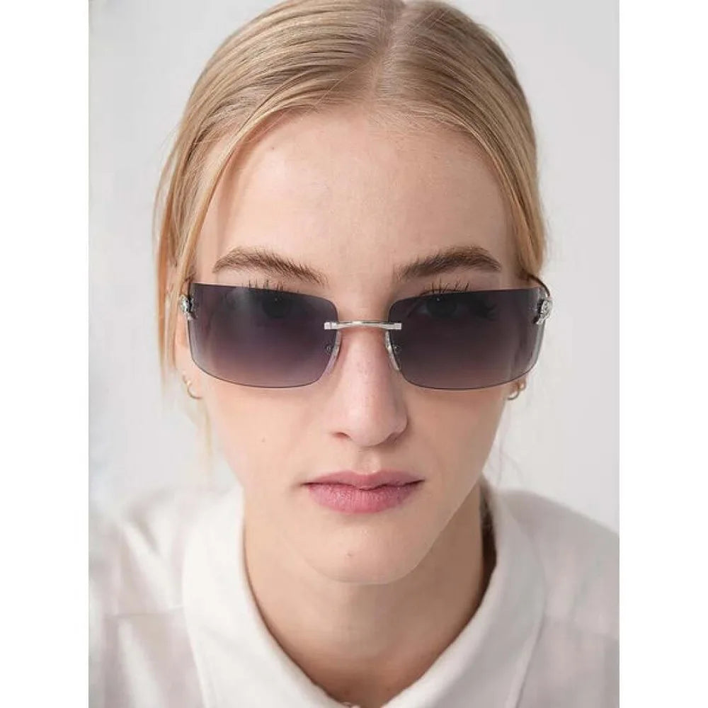 Master Craftsmanship Mountaineering Glasses Frameless Metal Sunglasses Curved Sun Protection Fashion Sunglasses Luxury Gift