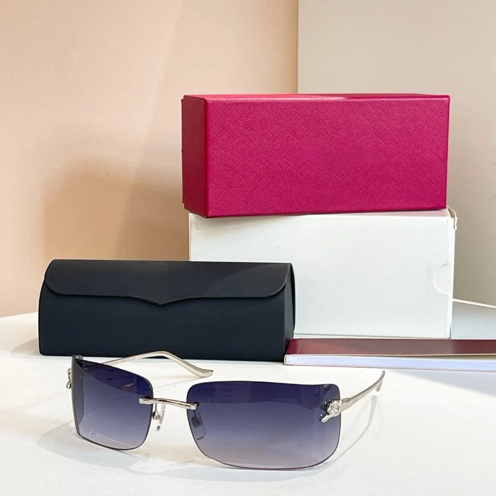 Master Craftsmanship Mountaineering Glasses Frameless Metal Sunglasses Curved Sun Protection Fashion Sunglasses Luxury Gift