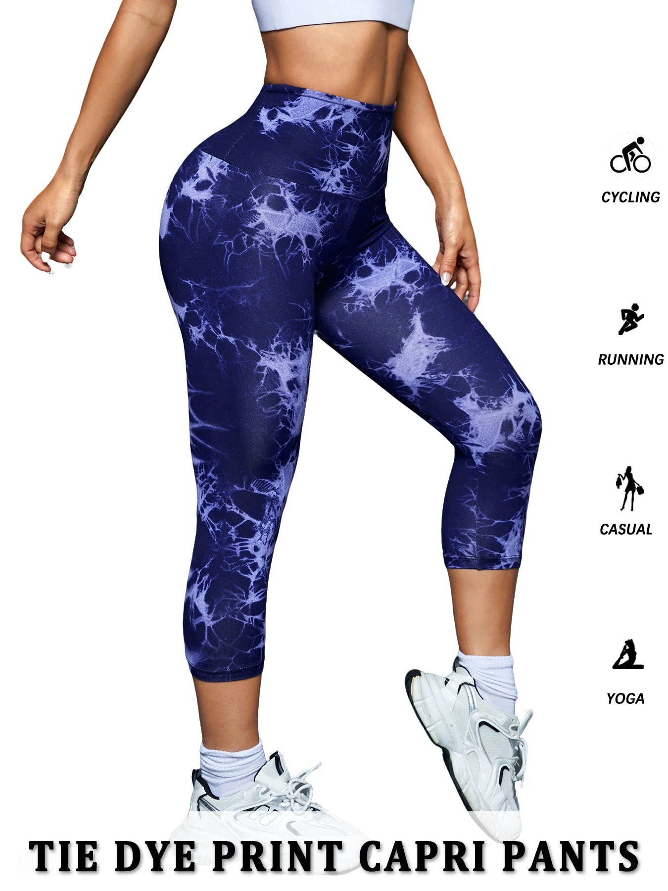 Women's High Waisted Capri Pants Super Soft Tummy Control No See Through Workout Yoga Running Athletic Push Up Gym Leggings
