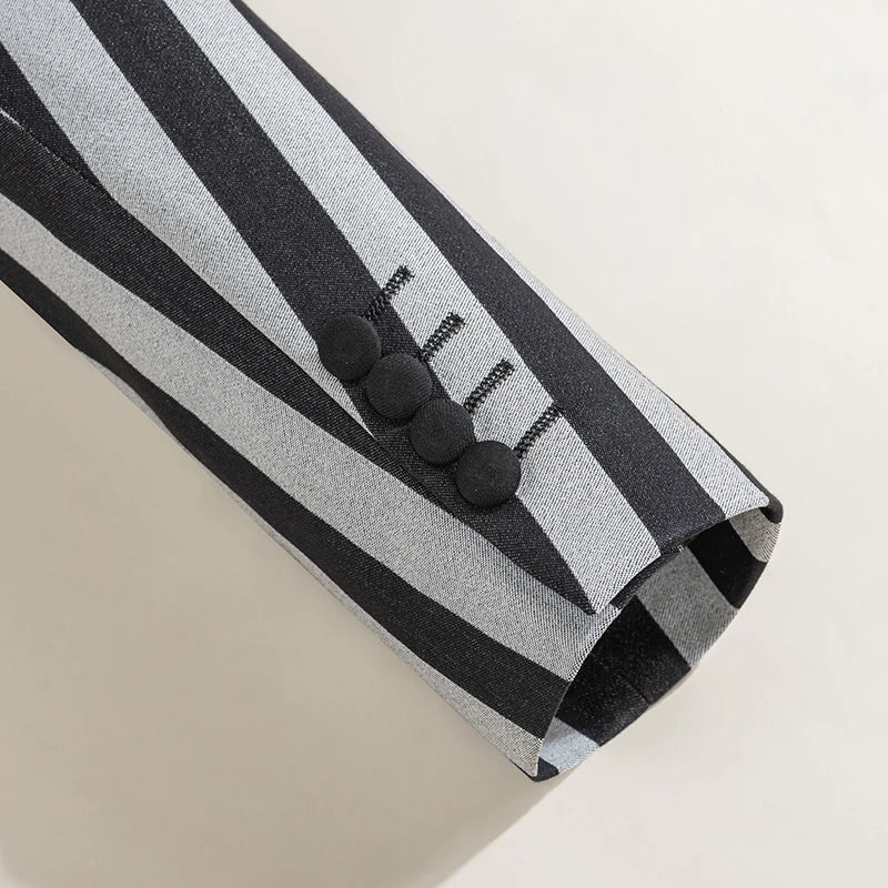 ST Cassy Men's Suits Fashion striped evening gown Double Breasted Slim Fit 2 Piece Jacket Pants