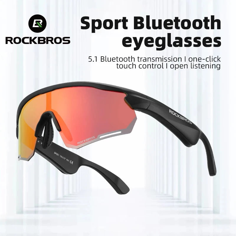 ROCKBROS Cycling Glasses Polarized Photochromic Wireless Bluetooth Sunglasses Men Women Outdoor Sports UV400 Goggles Cycling Eye