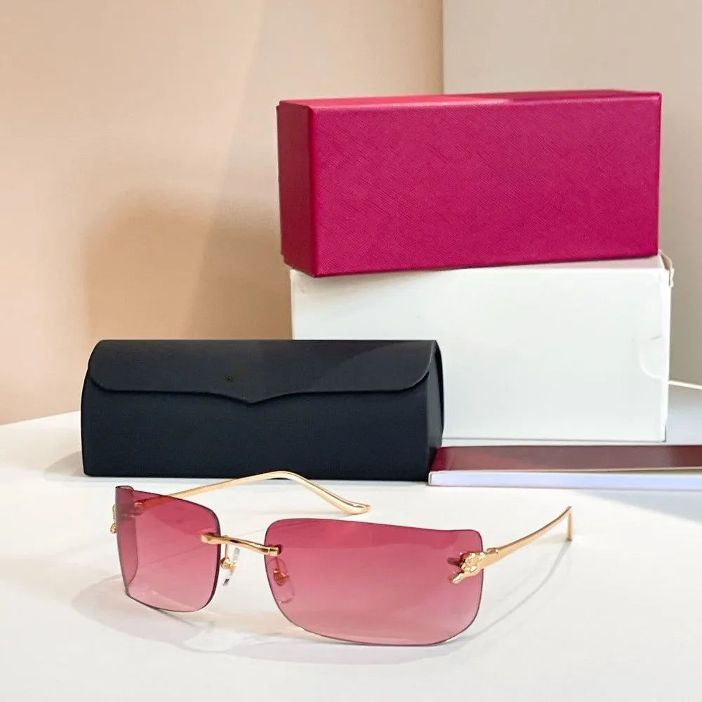 Master Craftsmanship Mountaineering Glasses Frameless Metal Sunglasses Curved Sun Protection Fashion Sunglasses Luxury Gift