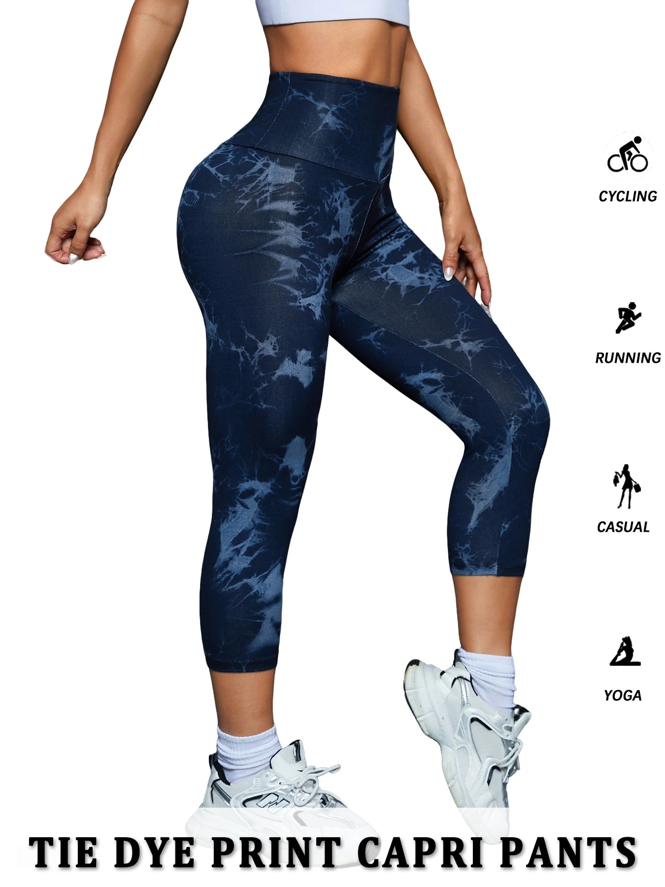 Women's High Waisted Capri Pants Super Soft Tummy Control No See Through Workout Yoga Running Athletic Push Up Gym Leggings