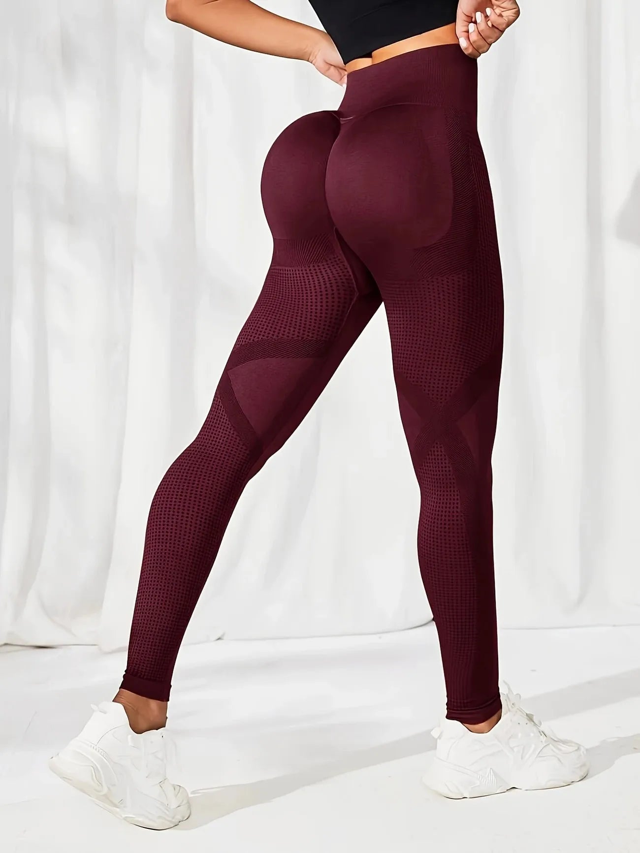 Breathable High-Waisted Yoga Leggings For Women Solid Color Tummy Control Sportswear Comfortable Fitness Gym Tights Activewear