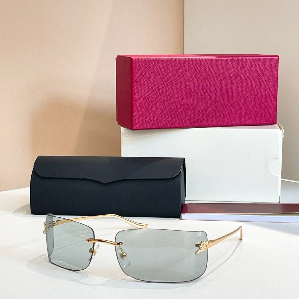 Master Craftsmanship Mountaineering Glasses Frameless Metal Sunglasses Curved Sun Protection Fashion Sunglasses Luxury Gift