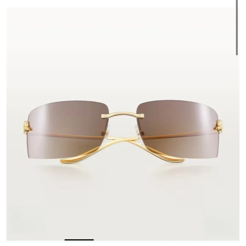 Master Craftsmanship Mountaineering Glasses Frameless Metal Sunglasses Curved Sun Protection Fashion Sunglasses Luxury Gift