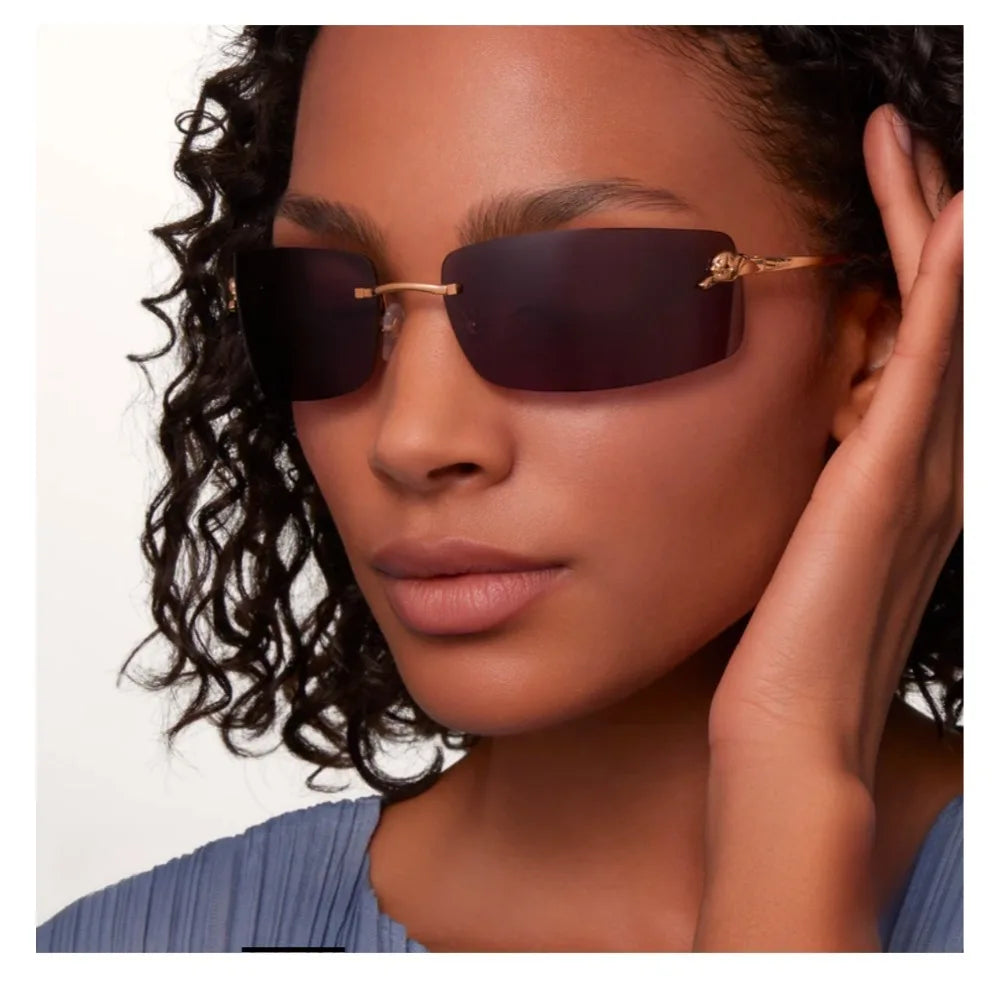 Master Craftsmanship Mountaineering Glasses Frameless Metal Sunglasses Curved Sun Protection Fashion Sunglasses Luxury Gift