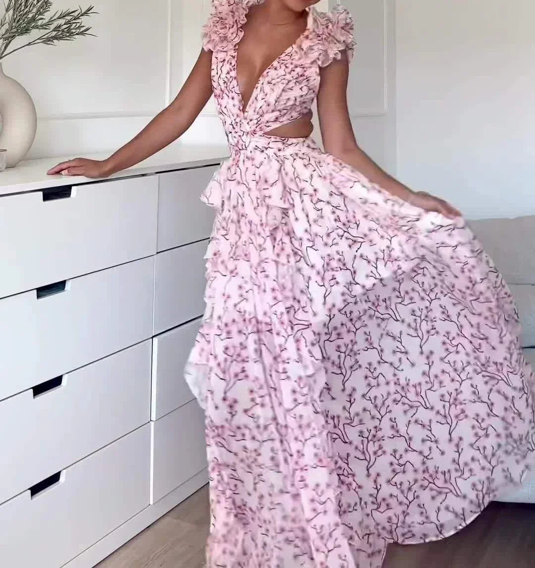 Dresses for Women 2025 Summer New Fashion Print Backless Sleeveless Sexy Temperament Commuting Elegant Long Strap Dress