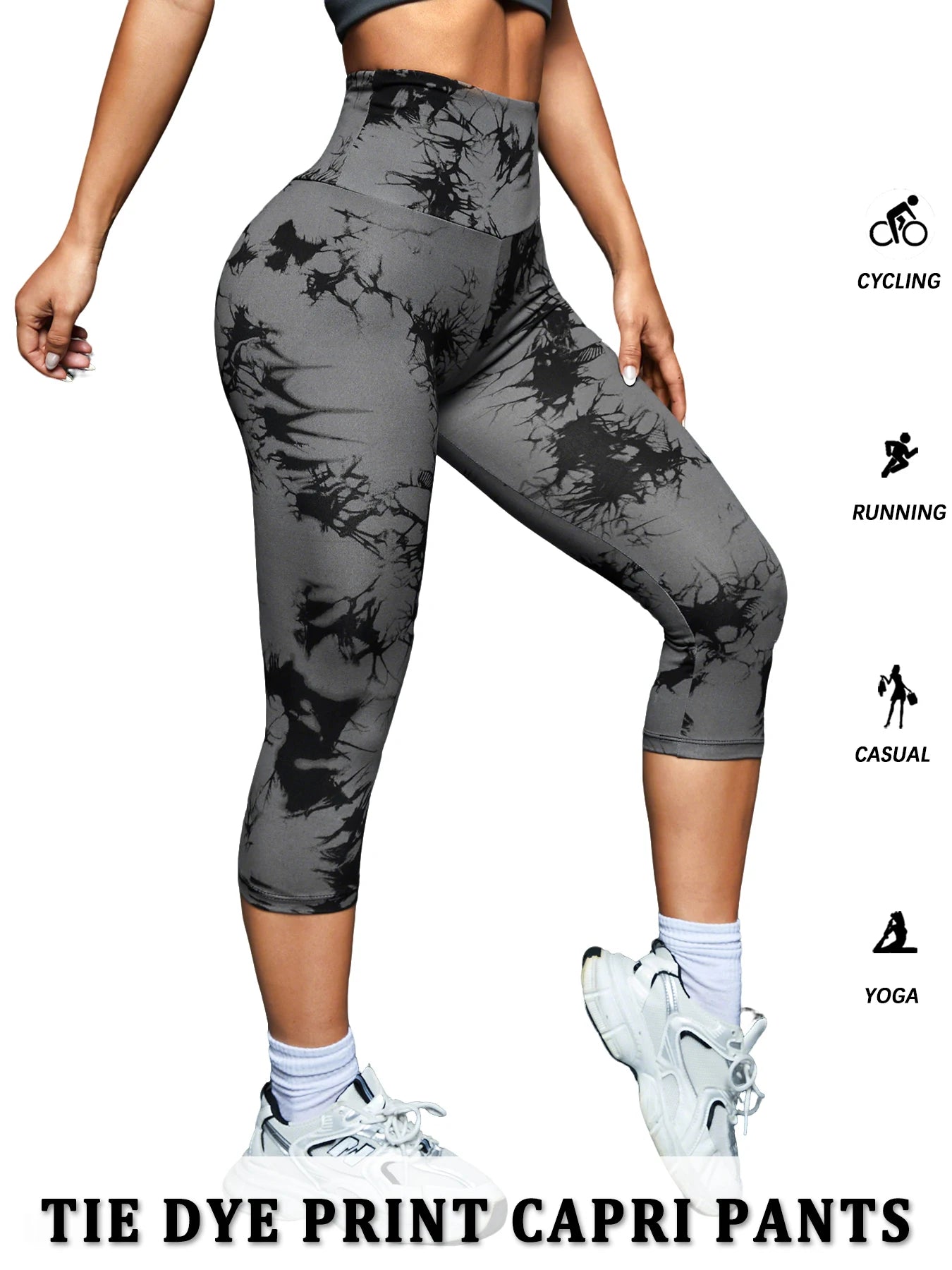 Women's High Waisted Capri Pants Super Soft Tummy Control No See Through Workout Yoga Running Athletic Push Up Gym Leggings