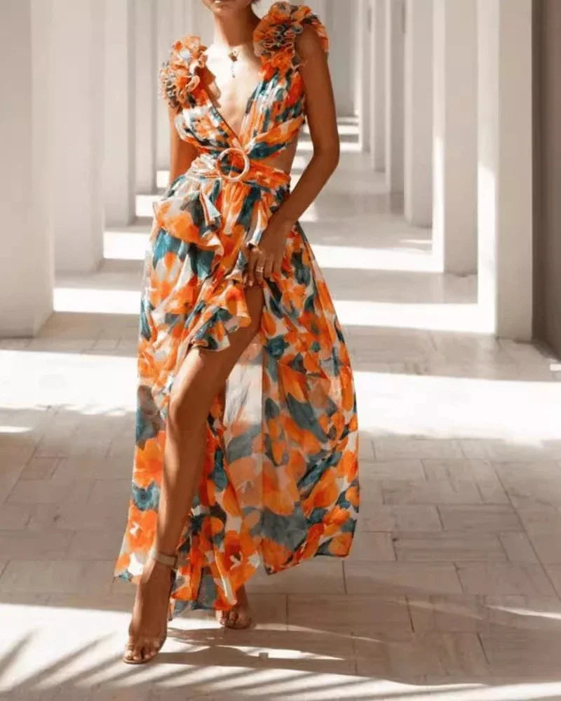 Dresses for Women 2025 Summer New Fashion Print Backless Sleeveless Sexy Temperament Commuting Elegant Long Strap Dress