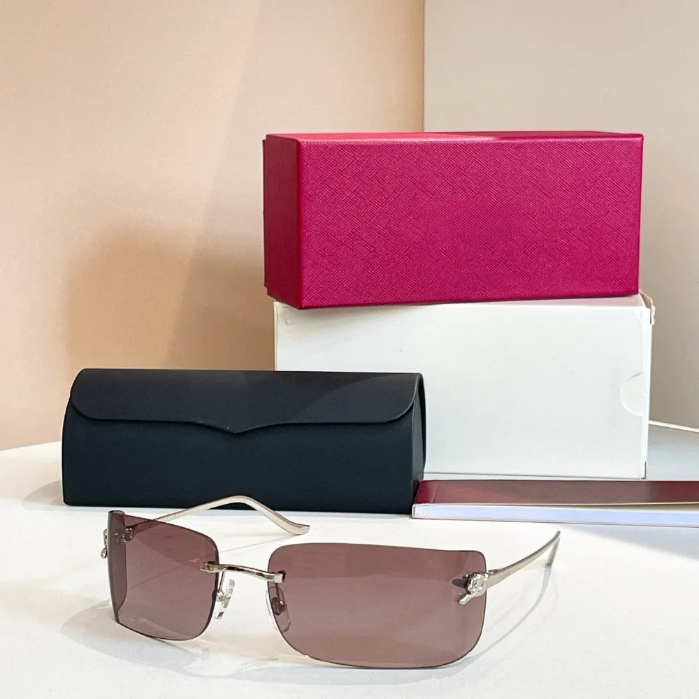 Master Craftsmanship Mountaineering Glasses Frameless Metal Sunglasses Curved Sun Protection Fashion Sunglasses Luxury Gift