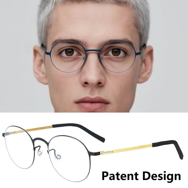 High Quality Round Glasses Frame Men Women Ultralight Eyeglass Fashion Screwless Circle Eyewear Spectacles Denmark Patent Design