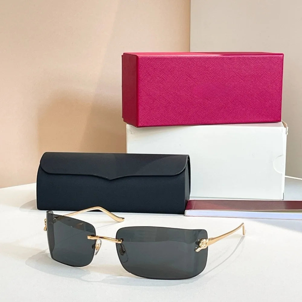 Master Craftsmanship Mountaineering Glasses Frameless Metal Sunglasses Curved Sun Protection Fashion Sunglasses Luxury Gift