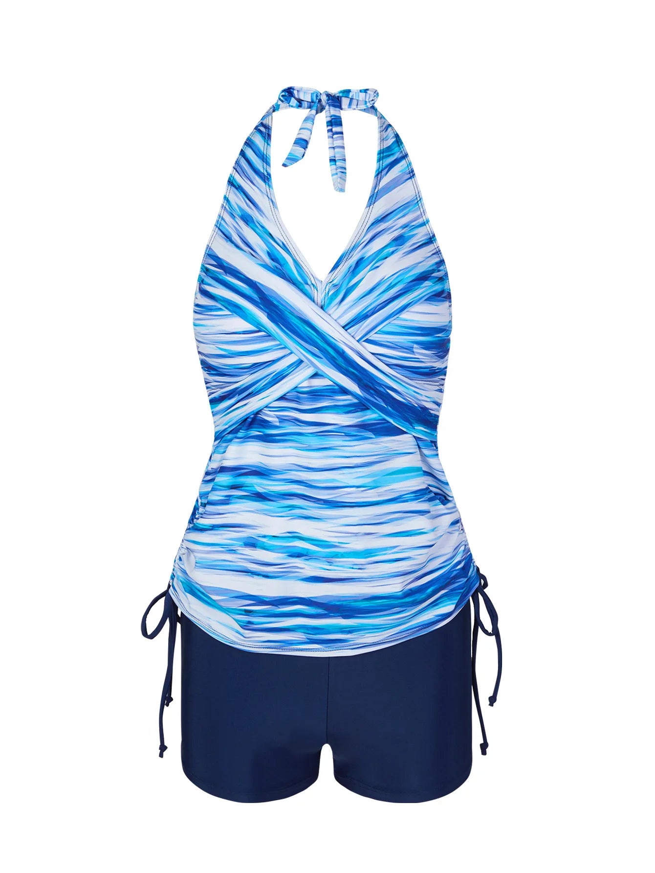 Summer Style Fashion High-end Two-piece Split Camisole Drawstring Women's Clothing Swimsuit with Flat Corner Shorts Tankini Swim