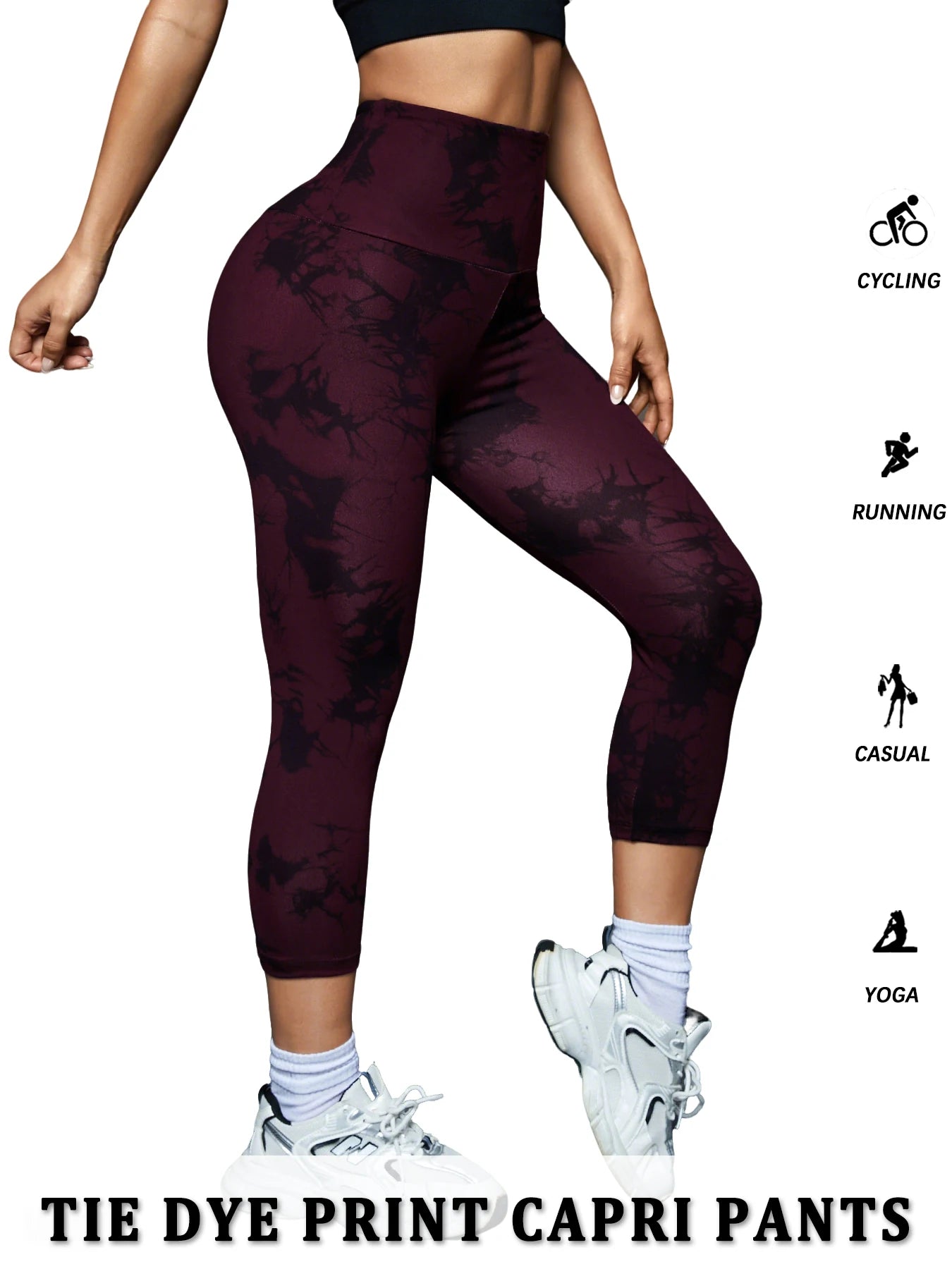 Women's High Waisted Capri Pants Super Soft Tummy Control No See Through Workout Yoga Running Athletic Push Up Gym Leggings