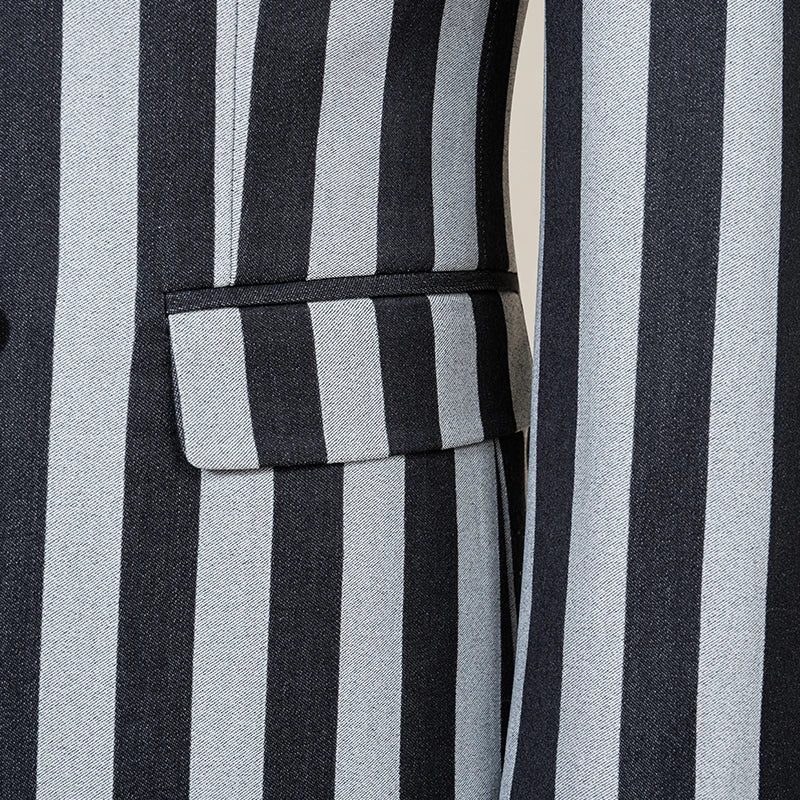 ST Cassy Men's Suits Fashion striped evening gown Double Breasted Slim Fit 2 Piece Jacket Pants