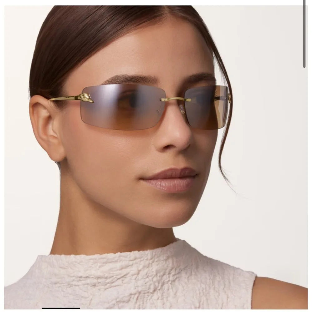 Master Craftsmanship Mountaineering Glasses Frameless Metal Sunglasses Curved Sun Protection Fashion Sunglasses Luxury Gift